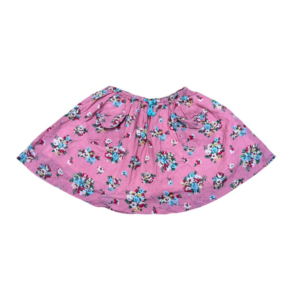 Mini Boden Pink Floral Skirt Girls Size 7-8Y Cotton Viscose Pockets Casual